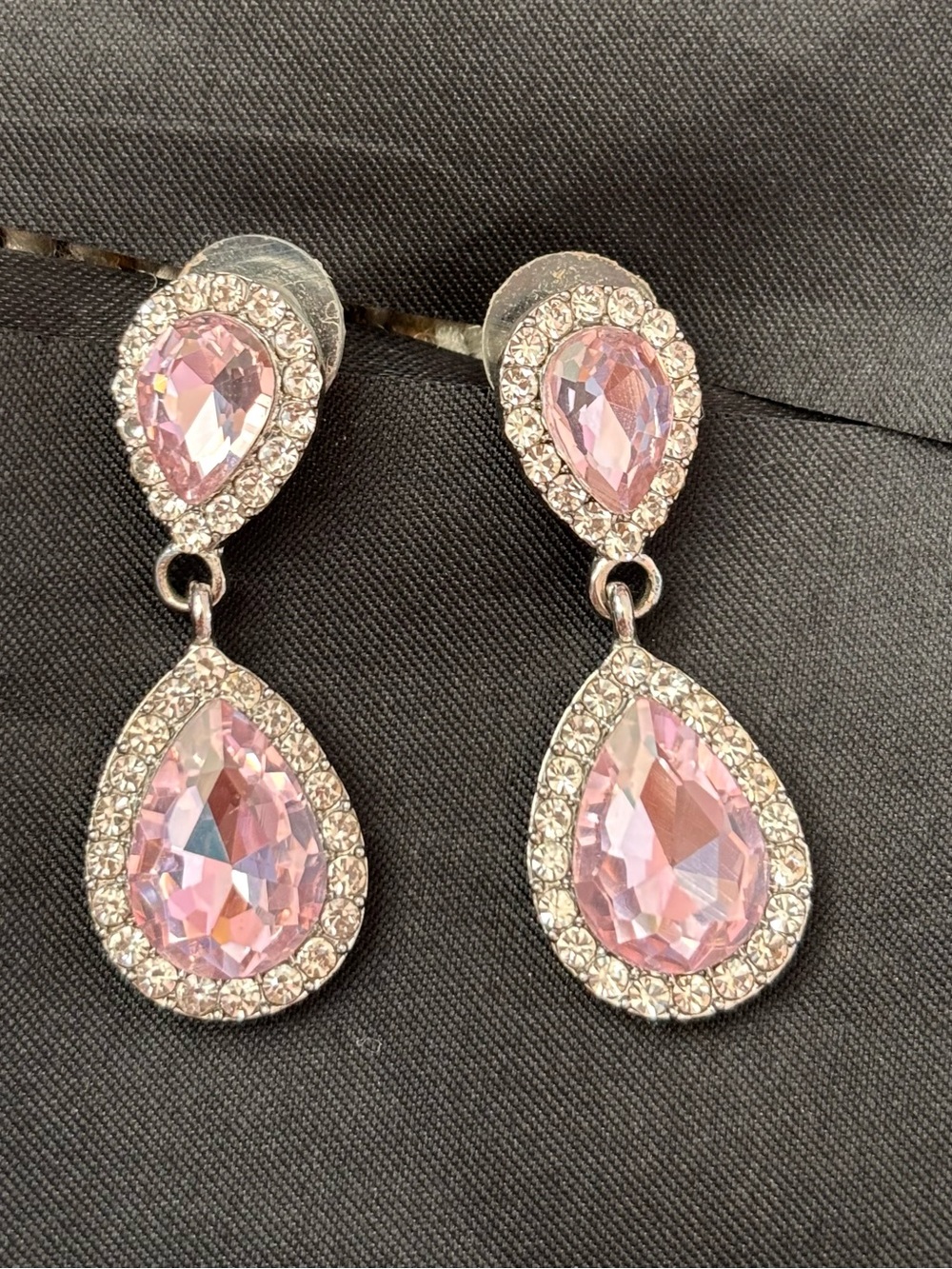 Pink Teardrop Crystal Dangle Earrings - Brand: